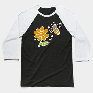 Bee And Flower Love (White) Baseball T-Shirt